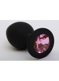 Чёрная анальная втулка с розовым кристаллом - 7,3 см. - Джага-Джага - купить с доставкой в Нижнем Новгороде