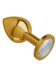 Золотистая средняя пробка с прозрачным кристаллом - 8,5 см. - Джага-Джага - купить с доставкой в Нижнем Новгороде