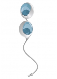 Голубые вагинальные шарики L1 со сменными бусинами серого цвета - OVO