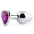 Серебристая анальная пробка с фиолетовым кристаллом-сердечком - 8 см. - Anal Jewelry Plug - купить с доставкой в Нижнем Новгороде