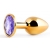 Золотистая анальная пробка с фиолетовым стразом - 7,2 см. - Anal Jewelry Plug - купить с доставкой в Нижнем Новгороде