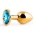Золотистая анальная пробка с голубым стразом - 7,2 см. - Anal Jewelry Plug - купить с доставкой в Нижнем Новгороде