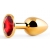 Золотистая анальная пробка с красным стразом - 7,2 см. - Anal Jewelry Plug - купить с доставкой в Нижнем Новгороде