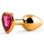 Золотистая анальная пробка с малиновым кристаллом-сердечком - 7 см. - Anal Jewelry Plug - купить с доставкой в Нижнем Новгороде