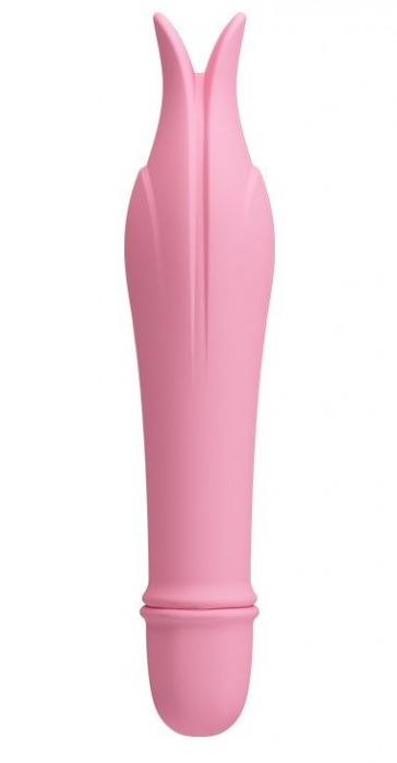 Нежно-розовый миниатюрный вибромассажер Edward с усиками - 14,5 см. - Baile