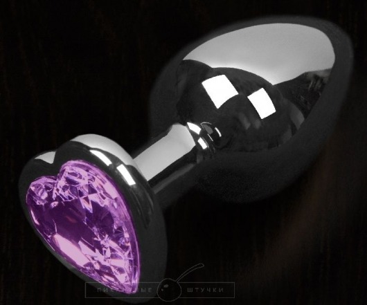Графитовая анальная пробка с фиолетовым кристаллом в виде сердечка - 6 см. - Пикантные штучки - купить с доставкой в Нижнем Новгороде