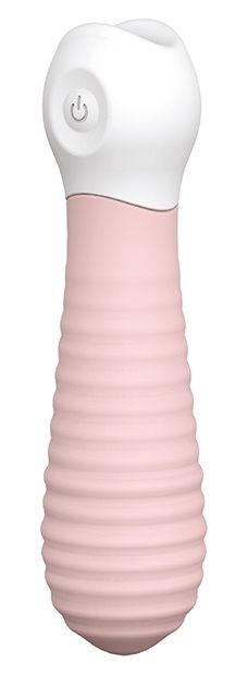 Розовый силиконовый мини-вибромассажер RIBBED BABY BOO - 12 см. - Dream Toys