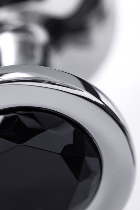 Большая серебристая анальная втулка с чёрным кристаллом - 8,5 см. - ToyFa - купить с доставкой в Нижнем Новгороде