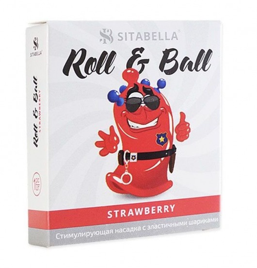 Стимулирующий презерватив-насадка Roll   Ball Strawberry - Sitabella - купить с доставкой в Нижнем Новгороде