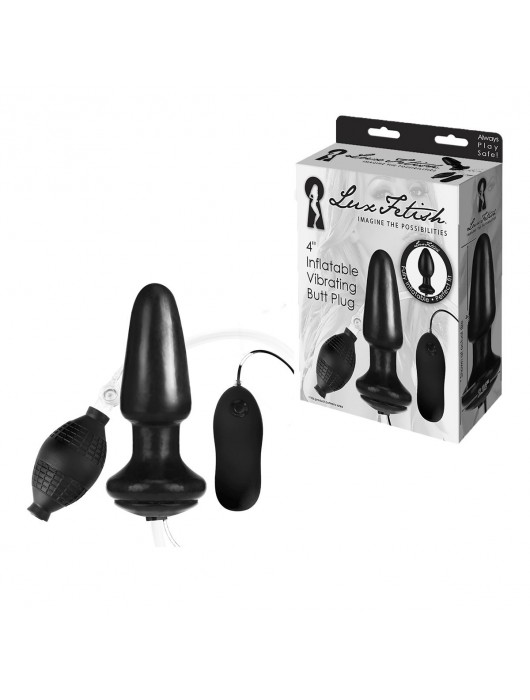 Надувная вибрирующая анальная пробка  Inflatable Vibrating Butt Plug - 10,2 см. - Lux Fetish
