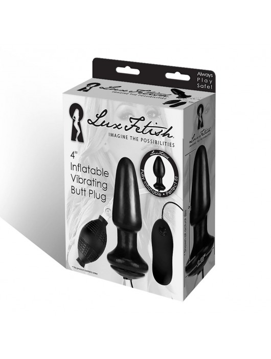 Надувная вибрирующая анальная пробка  Inflatable Vibrating Butt Plug - 10,2 см. - Lux Fetish