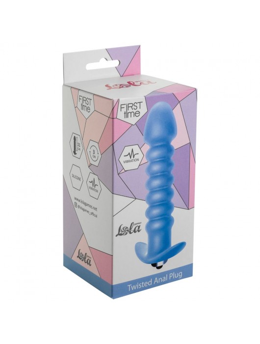 Голубая анальная вибропробка Twisted Anal Plug - 13 см. - Lola Games