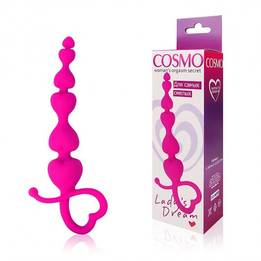 Розовая анальная цепочка Cosmo с петелькой - 14,5 см. - Bior toys