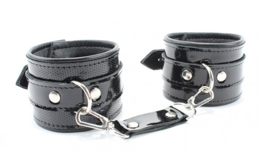 Кожаные лаковые наручники - БДСМ Арсенал - купить с доставкой в Нижнем Новгороде