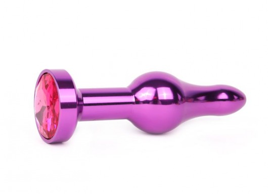 Удлиненная шарикообразная фиолетовая анальная втулка с малиновым кристаллом - 10,3 см. - Anal Jewelry Plug - купить с доставкой в Нижнем Новгороде