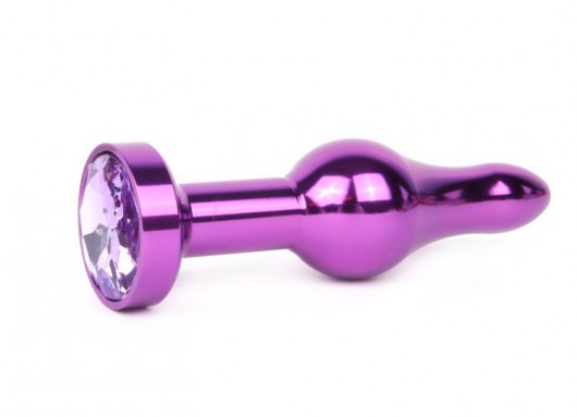 Удлиненная шарикообразная фиолетовая анальная втулка с сиреневым кристаллом - 10,3 см. - Anal Jewelry Plug - купить с доставкой в Нижнем Новгороде