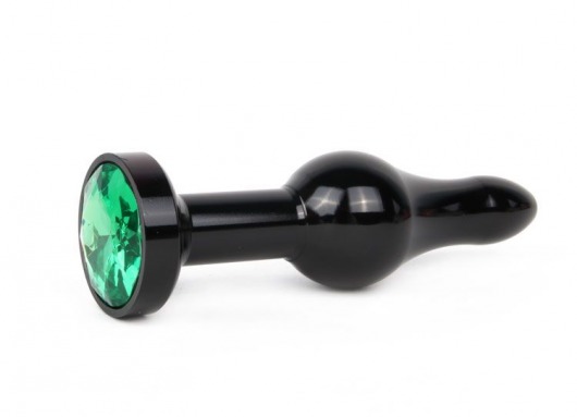 Удлиненная шарикообразная черная анальная втулка с зеленым кристаллом - 10,3 см. - Anal Jewelry Plug - купить с доставкой в Нижнем Новгороде