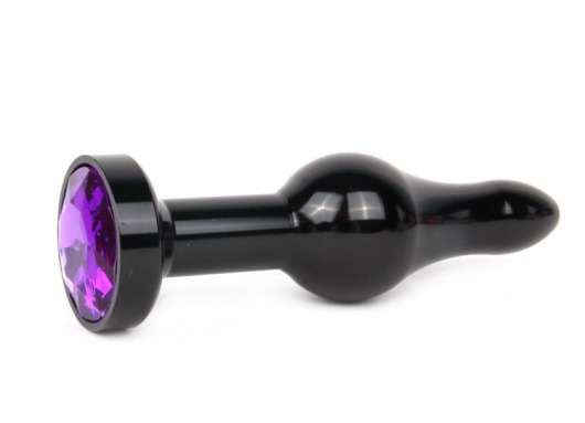 Удлиненная шарикообразная черная анальная втулка с кристаллом фиолетового цвета - 10,3 см. - Anal Jewelry Plug - купить с доставкой в Нижнем Новгороде