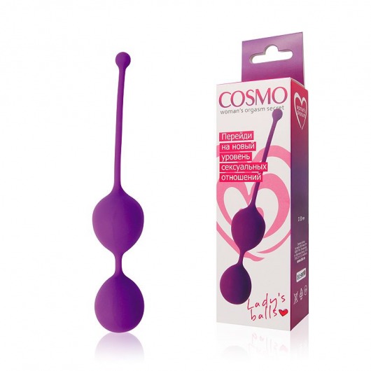 Фиолетовые двойные вагинальные шарики Cosmo с хвостиком для извлечения - Cosmo