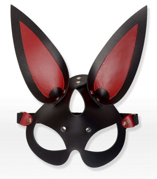 Черно-красная кожаная маска с длинными ушками - Sitabella - купить с доставкой в Нижнем Новгороде
