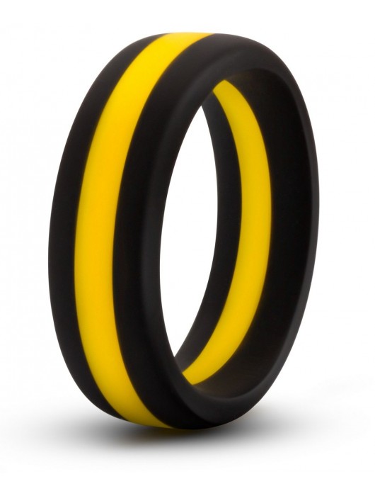 Черно-желтое силиконовое эрекционное кольцо Silicone Go Pro Cock Ring - Blush Novelties - в Нижнем Новгороде купить с доставкой