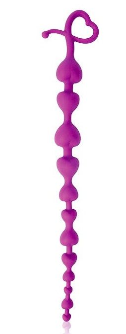 Фиолетовая анальная цепочка с ограничителем - 28 см. - Cosmo