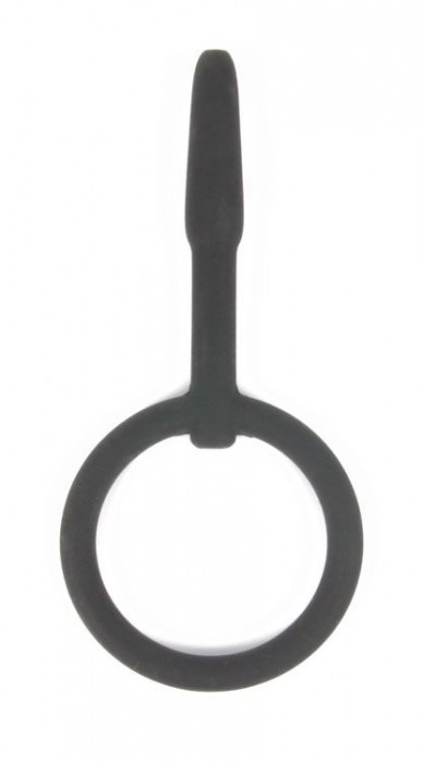 Черный уретральный силиконовый плаг с колечком-ограничителем - 4,5 см. - Bior toys - купить с доставкой в Нижнем Новгороде