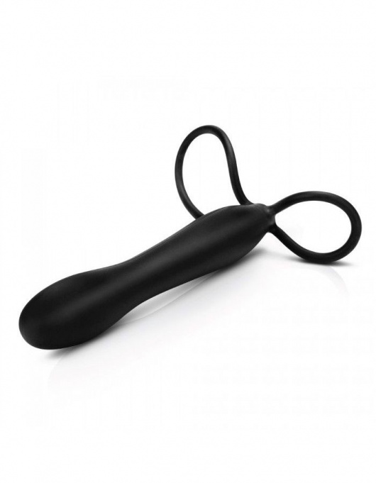 Черная насадка на пенис для двойной стимуляции Mojo BlackJack - 15 см. - Seven Creations - в Нижнем Новгороде купить с доставкой