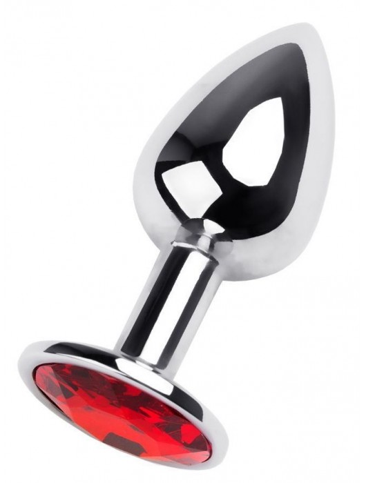 Маленькая коническая серебристая анальная пробка с красным кристаллом - 7 см. - ToyFa - купить с доставкой в Нижнем Новгороде