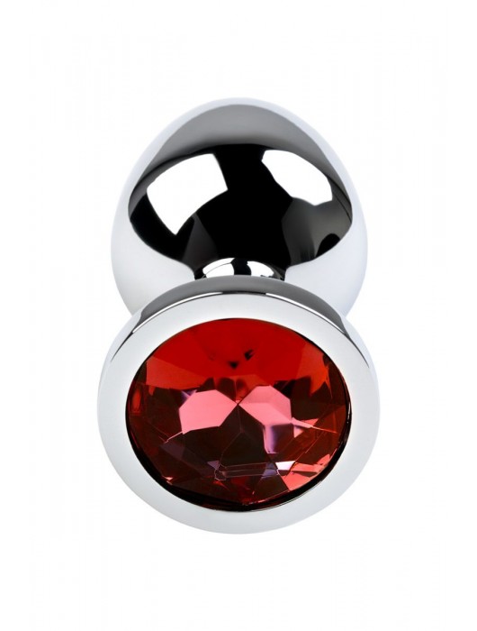 Серебристая коническая анальная пробка с красным кристаллом - 8 см. - ToyFa - купить с доставкой в Нижнем Новгороде