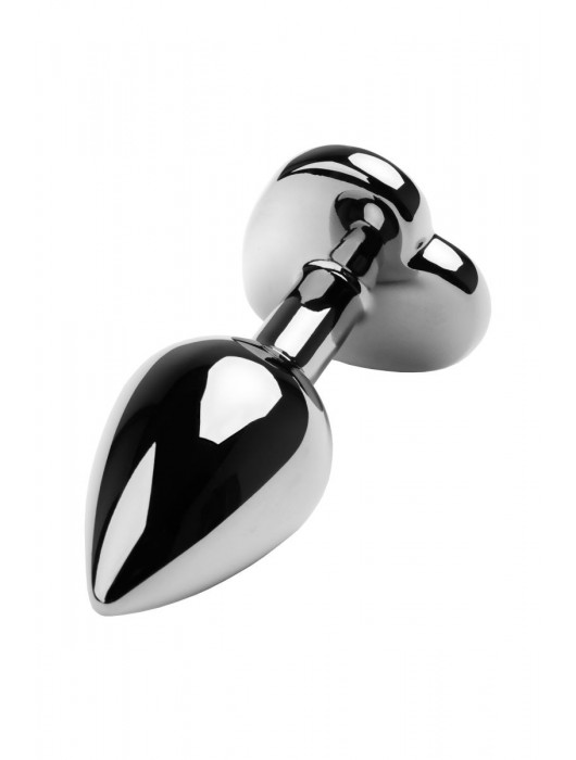 Серебристая коническая анальная пробка с красным кристаллом-сердечком - 7 см. - ToyFa - купить с доставкой в Нижнем Новгороде