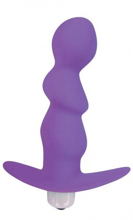 Фиолетовый рельефный вибромассажер с ограничителем - 9,5 см. - Bior toys