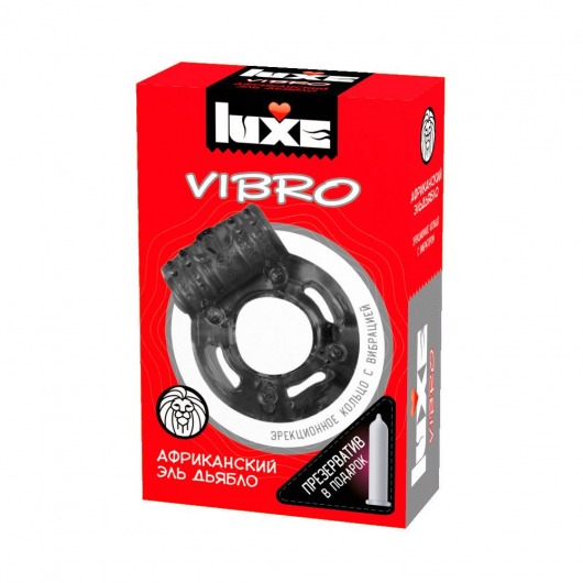 Чёрное эрекционное виброкольцо Luxe VIBRO  Африканский Эль Дьябло  + презерватив - Luxe - в Нижнем Новгороде купить с доставкой