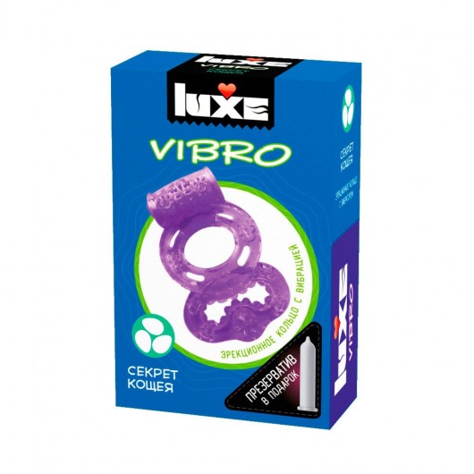 Фиолетовое эрекционное виброкольцо Luxe VIBRO  Секрет Кощея  + презерватив - Luxe - в Нижнем Новгороде купить с доставкой