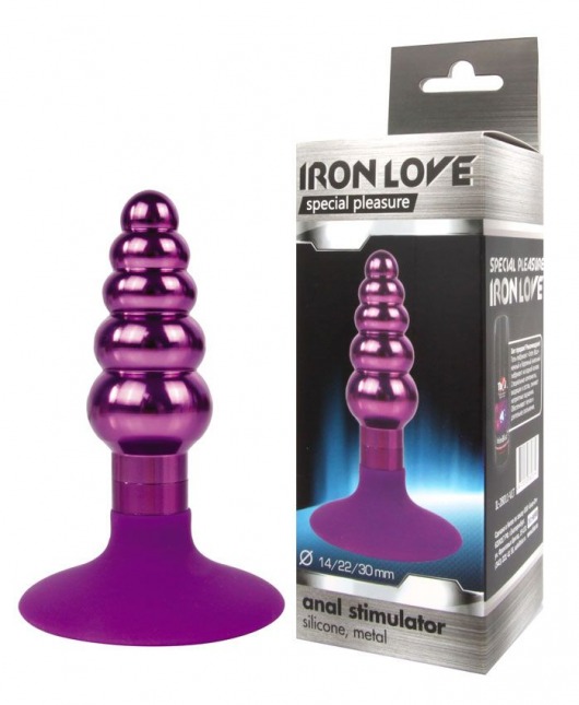 Фиолетовая анальная пробка-елочка с ограничителем - 9 см. - Bior toys