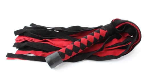 Черно-красная замшевая плеть с ромбами на рукояти - 60 см. - БДСМ Арсенал - купить с доставкой в Нижнем Новгороде
