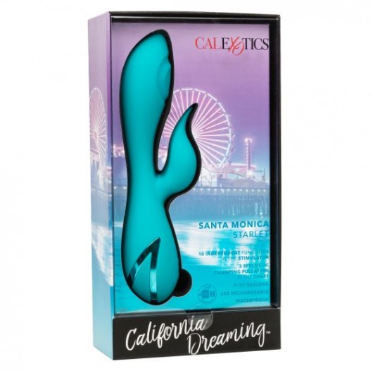 Бирюзовый вибратор Santa Monica Starlet с пульсирующим воздействием - California Exotic Novelties