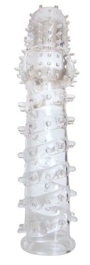 Закрытая прозрачная рельефная насадка с шипиками Crystal sleeve - 13,5 см. - Erowoman-Eroman - в Нижнем Новгороде купить с доставкой