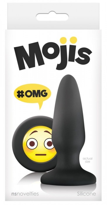 Черная силиконовая пробка среднего размера Emoji OMG - 10,2 см. - NS Novelties - купить с доставкой в Нижнем Новгороде