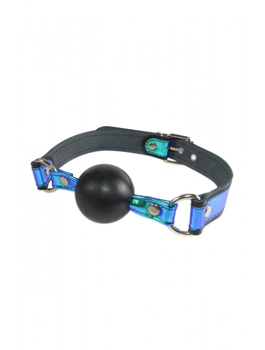 Кляп-шарик на чёрно-синих ремешках - Sitabella - купить с доставкой в Нижнем Новгороде