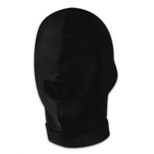 Черная эластичная маска на голову с прорезью для рта - Lux Fetish - купить с доставкой в Нижнем Новгороде