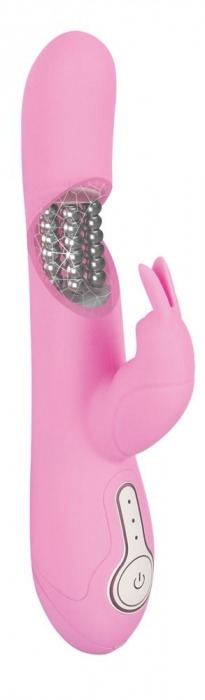 Нежно-розовый вибратор с клиторальным отростком The Intelligent Rabbit - 22,3 см. - Orion