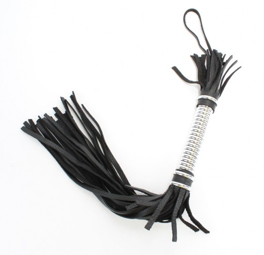 Черная плеть с серебристой ручкой - 44 см. - БДСМ Арсенал - купить с доставкой в Нижнем Новгороде