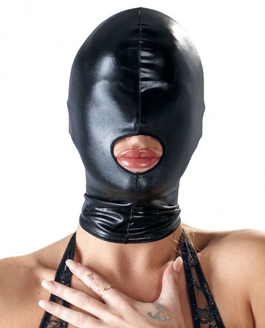 Черная эластичная маска на голову с отверстием для рта - Orion - купить с доставкой в Нижнем Новгороде