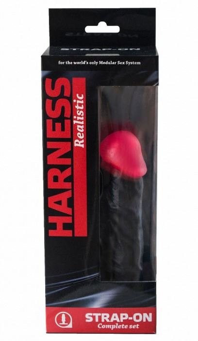 Страпон Harness Realistic с розовой головкой - 17,8 см. - LOVETOY (А-Полимер) - купить с доставкой в Нижнем Новгороде