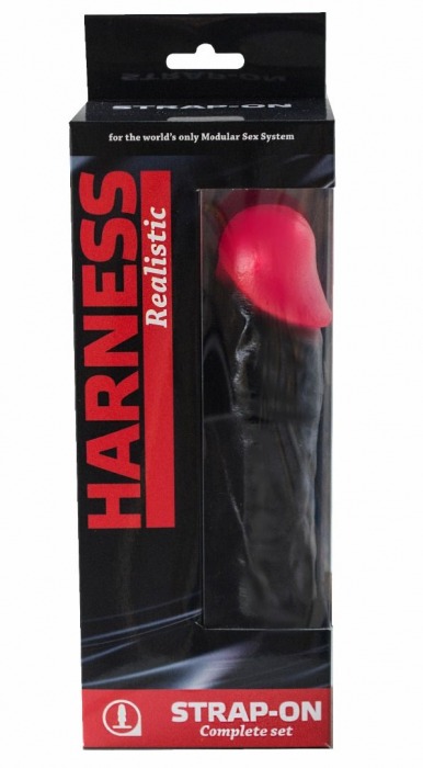 Страпон Harness Realistic с розовой головкой - 20,5 см. - LOVETOY (А-Полимер) - купить с доставкой в Нижнем Новгороде