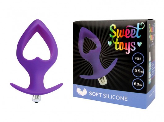 Фиолетовая вибровтулка-сердечко с ограничителем - 10,5 см. - Bior toys