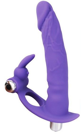 Фиолетовая вибронасадка для двойного проникновения - 15 см. - Bior toys - купить с доставкой в Нижнем Новгороде
