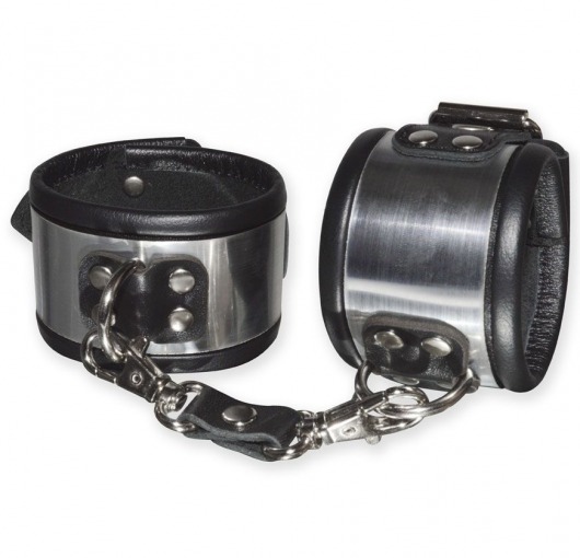 Эффектные серебристо-черные наручники с металлическим блеском - Sitabella - купить с доставкой в Нижнем Новгороде