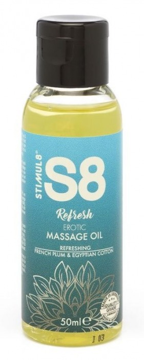 Массажное масло S8 Massage Oil Refresh с ароматом сливы и хлопка - 50 мл. - Stimul8 - купить с доставкой в Нижнем Новгороде
